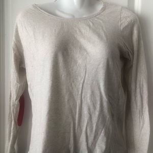 H&M off-white long sleeve tee w/pink elbow patch S